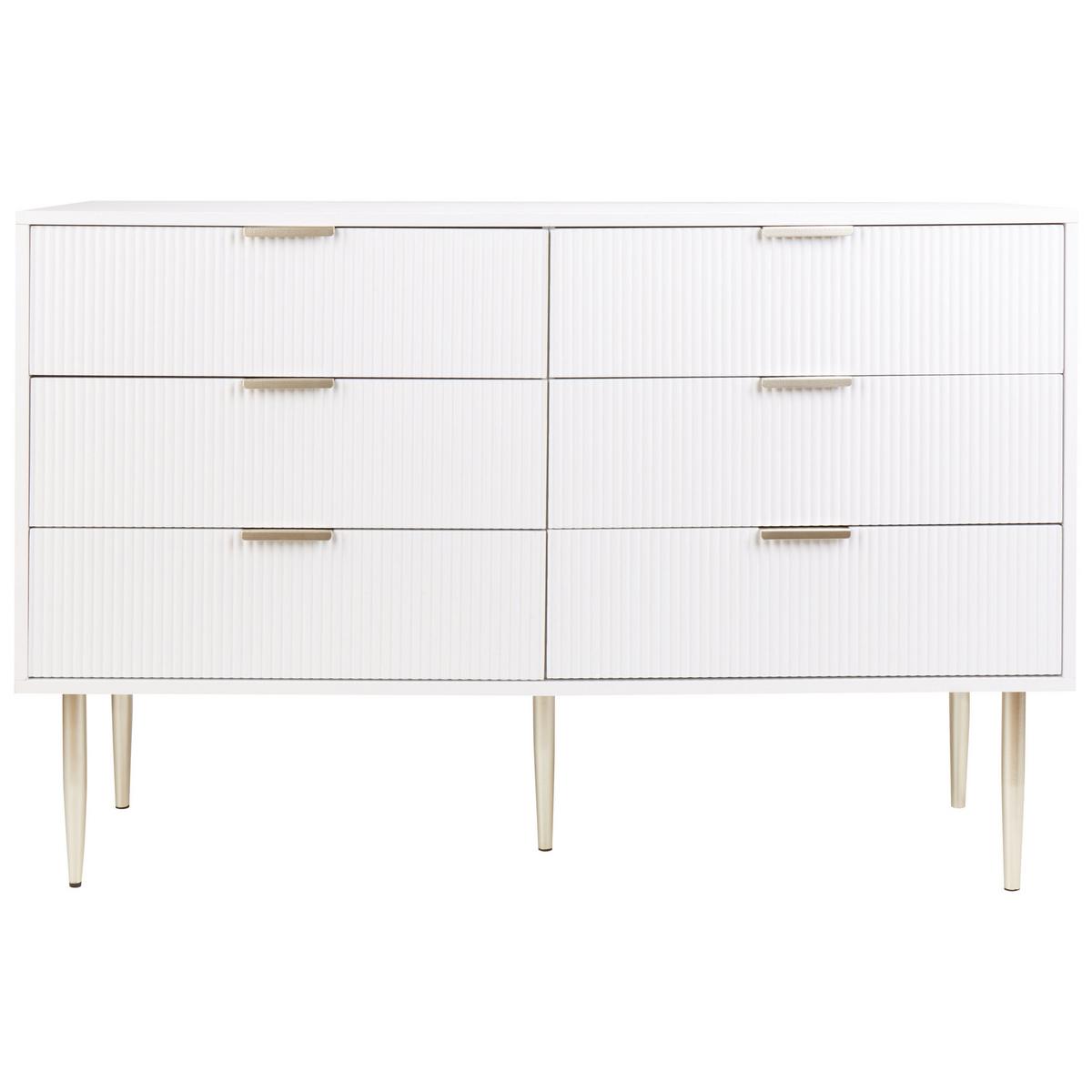 KOMMODE mit 6 Schubladen Weiß Soho - Weiß, Holzwerkstoff (120/78/40cm) - Beliani