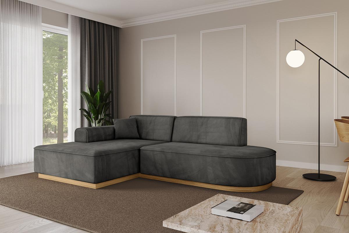 ECKSOFA Ottomane Links IREA-L1-v2 - 232x165x80 cm Ecru - Anthrazit, Holzwerkstoff/Textil (232/165cm) - ALTDECOR