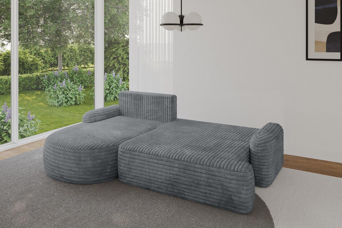 ECKSOFA mit Schlaffunktion und Bettkasten LIRA-L - 264x172x89 Dunkelgrau - Dunkelgrau, Holzwerkstoff/Textil (264/172cm) - ALTDECOR