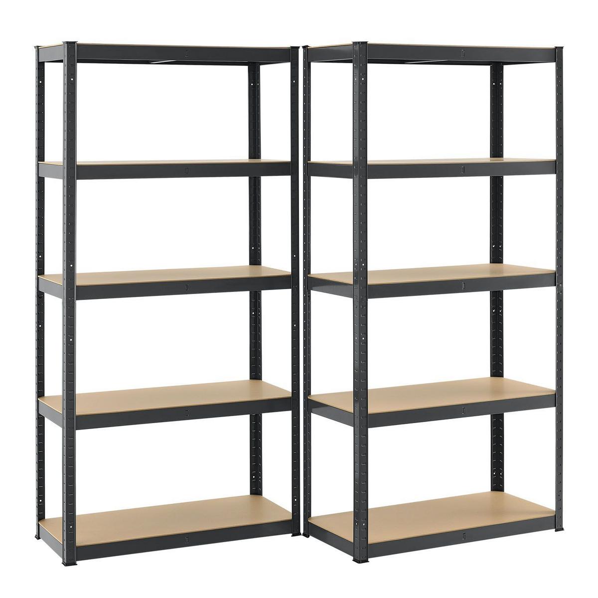 LAGERREGAL Basic grau 180x90x40 cm (2er-Set) - Grau, Metall (90/180/40cm) - Juskys