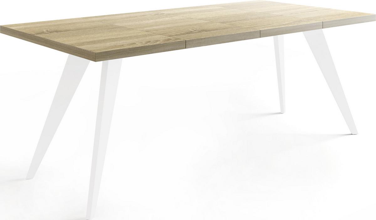 ESSTISCH Quadro quadratischer ausziehbarer, Sonoma Eiche 100-200/100/76 cm - Weiß/Sonoma Eiche, Holz/Holzwerkstoff (100/200/76cm) - WFL GROUP