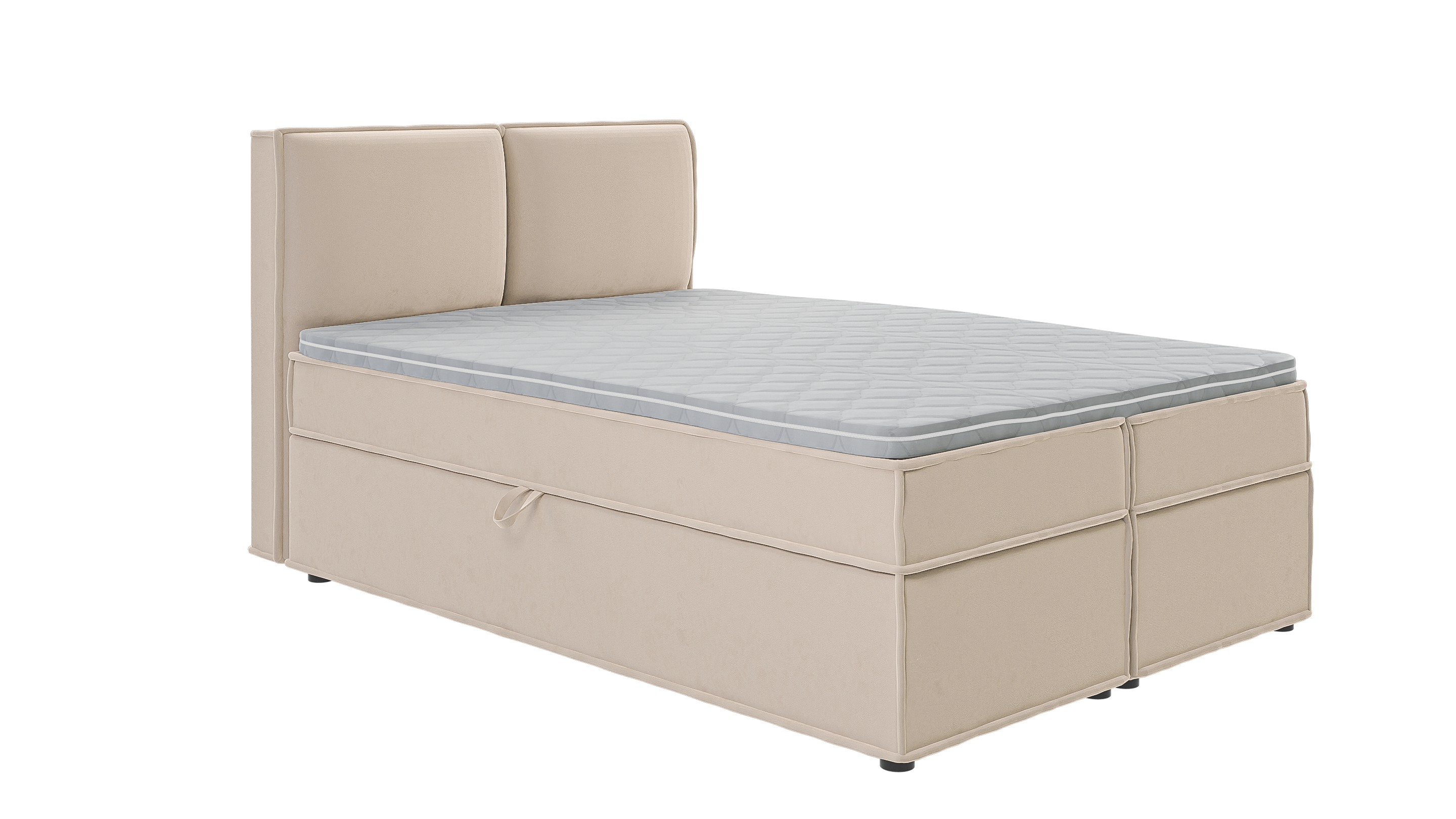 BOXBETT Eclipse 140/200 cm Beige Luxusmicrofaser - Beige/Schwarz, Holz/Kunststoff (140/200cm) - S-Style Möbel