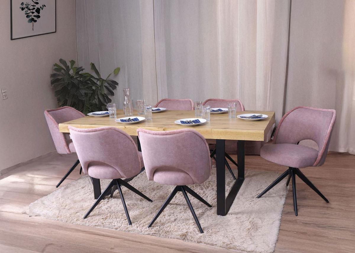 ESSZIMMERSTUHL Altrosa 6er-Set - Altrosa/Rosa, Textil (54/84/60cm) - MCW