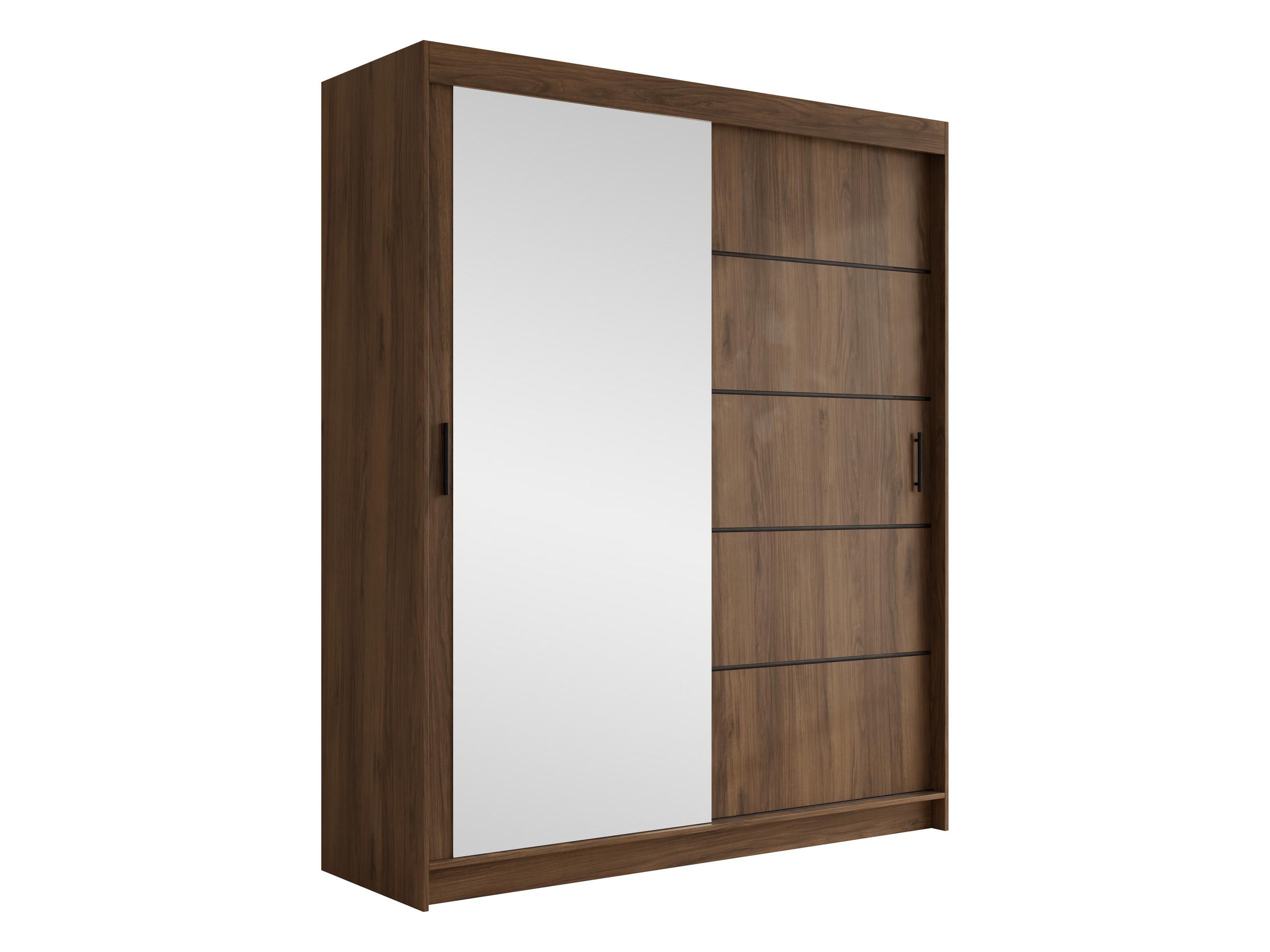 SCHIEBETÜRENSCHRANK Infinity III 180 - Nussbaumfarben/Schwarz, Holzwerkstoff/Kunststoff (180/200/58cm) - MIRJAN24