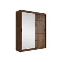 SCHIEBETÜRENSCHRANK Infinity III 180 - Nussbaumfarben/Schwarz, Holzwerkstoff/Kunststoff (180/200/58cm) - MIRJAN24