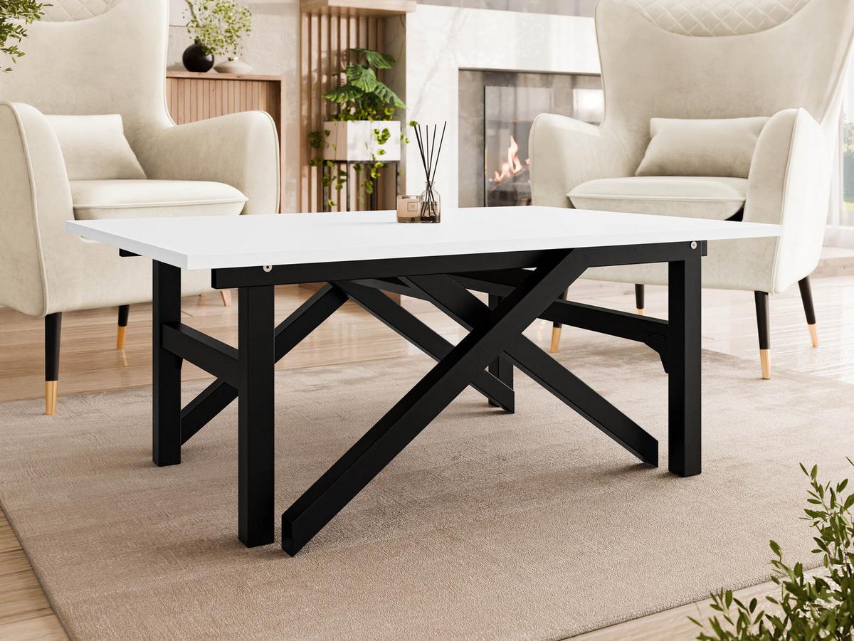 2-IN-1 COUCHTISCH UND ESSTISCH Xena Bis - Schwarz/Weiß, Holzwerkstoff/Metall (70/100/45cm) - MIRJAN24