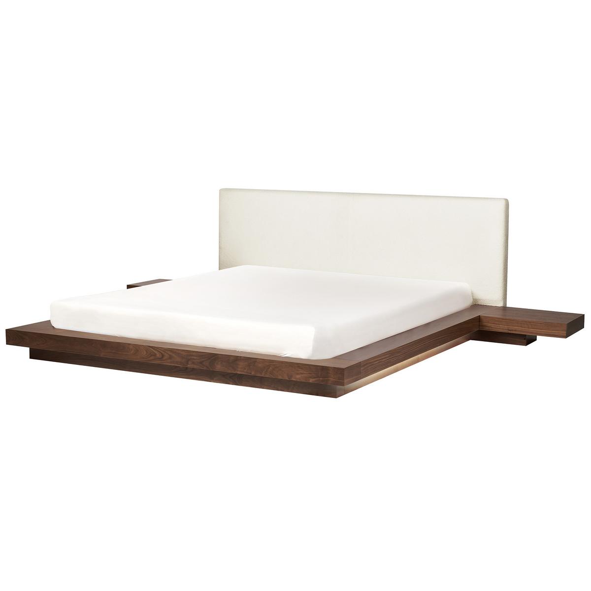 BETT mit LED 180/200 cm MDF-Platte Braun Zen - Braun, Holz (180/200cm) - Beliani