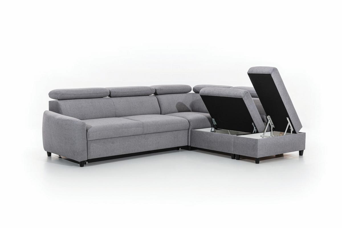 ECKSOFA L Form Olettio Braun 265/205/96 cm Rechts mit Schlaffunktion - Schwarz/Braun, Kunststoff/Textil (265/205cm) - AX Living