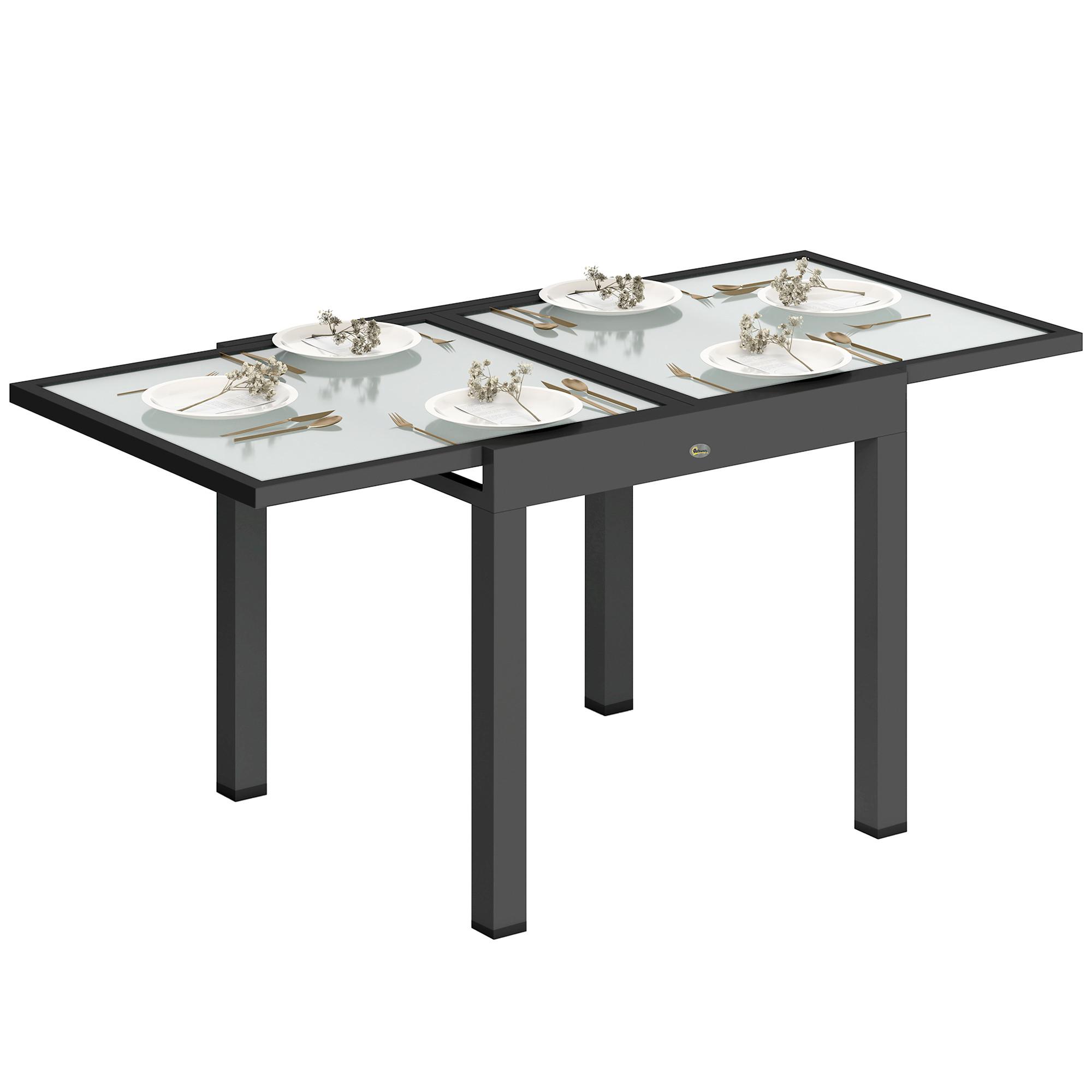GARTENTISCH ausziehbar Aluminium 160x80 cm Wetterfest Buffettisch rutschfest - Schwarz/Weiß, Metall (160/80/75cm) - Outsunny