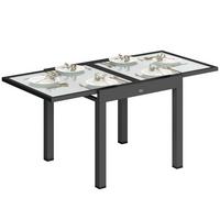 GARTENTISCH ausziehbar Aluminium 160x80 cm Wetterfest Buffettisch rutschfest - Schwarz/Weiß, Metall (160/80/75cm) - Outsunny