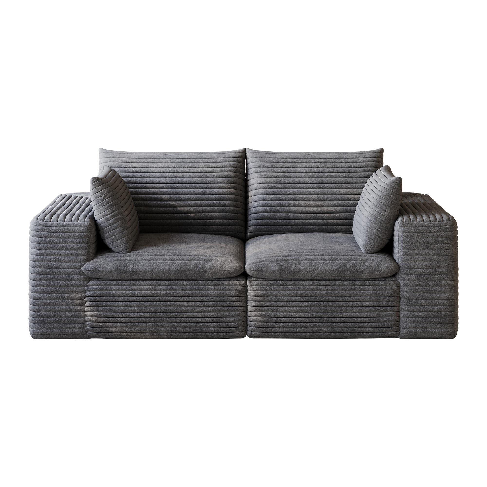 2-SITZER SOFA 180cm Cord-Sofa ohne Montage - Dunkelgrau, Textil (180/60/90cm) - Urban Meuble