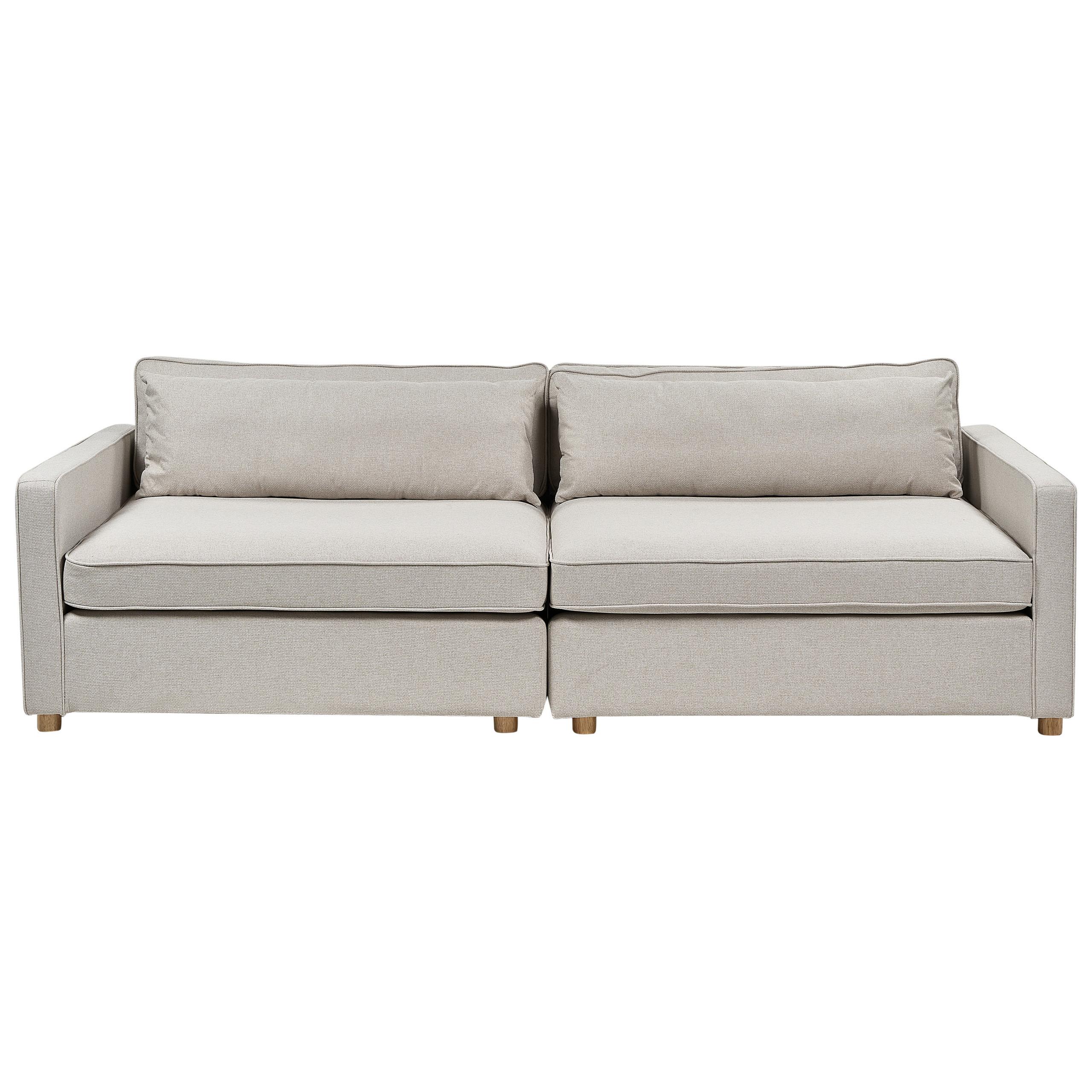 3-SITZER-SOFA beige Vinstra - Hellbraun/Beige, Textil (250/80/125cm) - Beliani