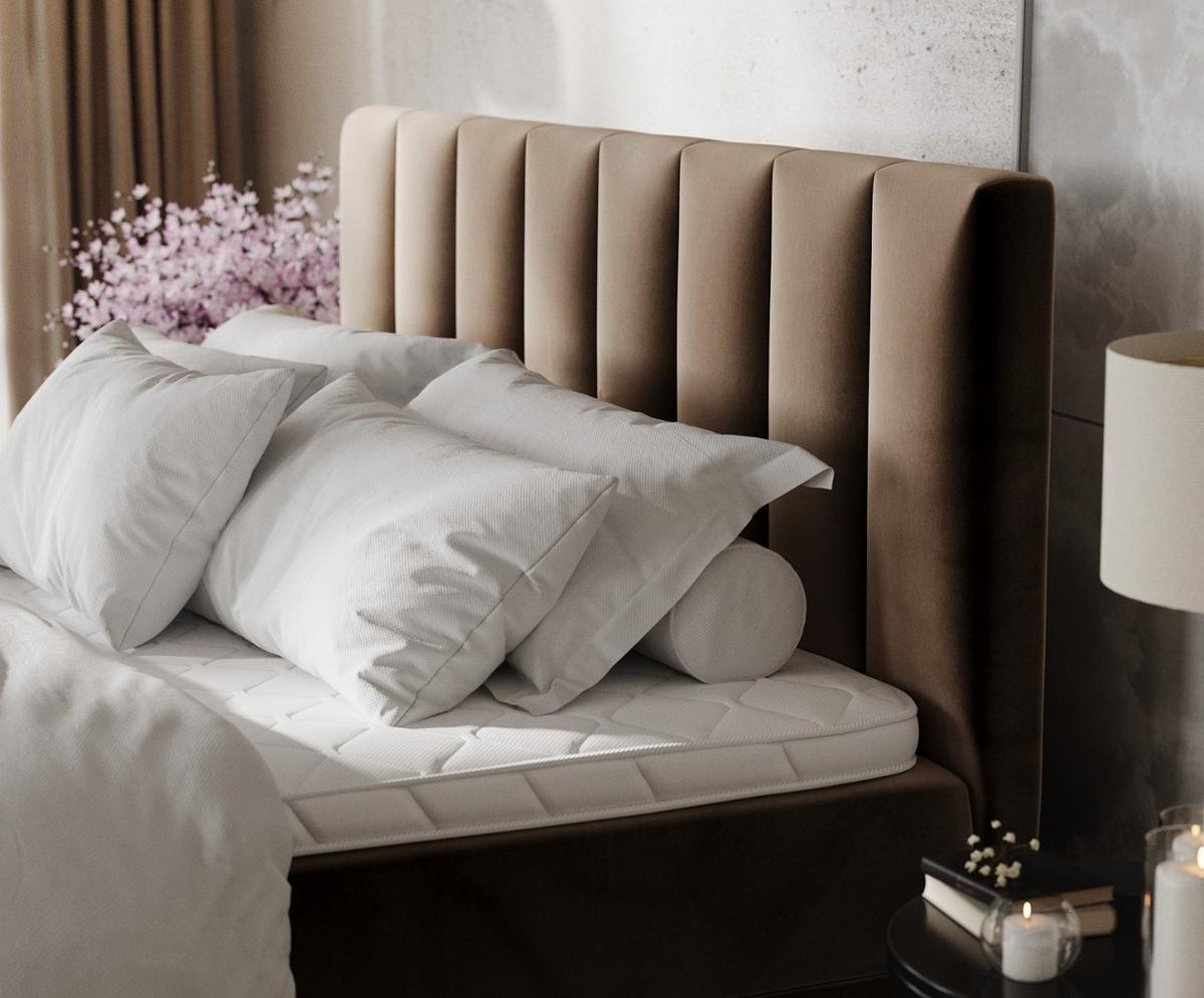 BOXBETT Lusso 180/200 cm Braun im Paros Stoff - Schwarz/Braun, Holz/Holzwerkstoff (180/200cm) - AltaBeds