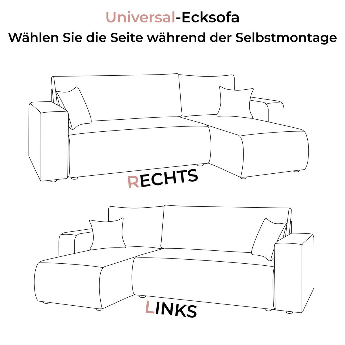 ECKSOFA PRESTIGE L, Poso 27 - Rosa, Textil (247/143cm) - Lookway