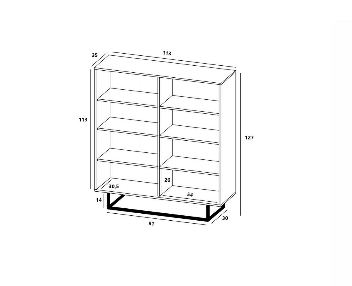 KOMMODE Apollo 4D Eiche wotan Graphit Matt 113 cm - Graphitfarben/Schwarz, Holzwerkstoff/Metall (113/127/35cm) - Meble Lindner