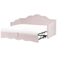 AUSZIEHBETT Samtstoff 90/200 cm Pastellrosa Lorette - Pink, Textil (90/200cm) - Beliani
