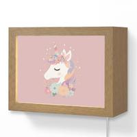 WANDLEUCHTE Einhorn - Rosa - Blumen 20x15 cm - Rosa, Holzwerkstoff (20/15/8cm) - OnlyWow