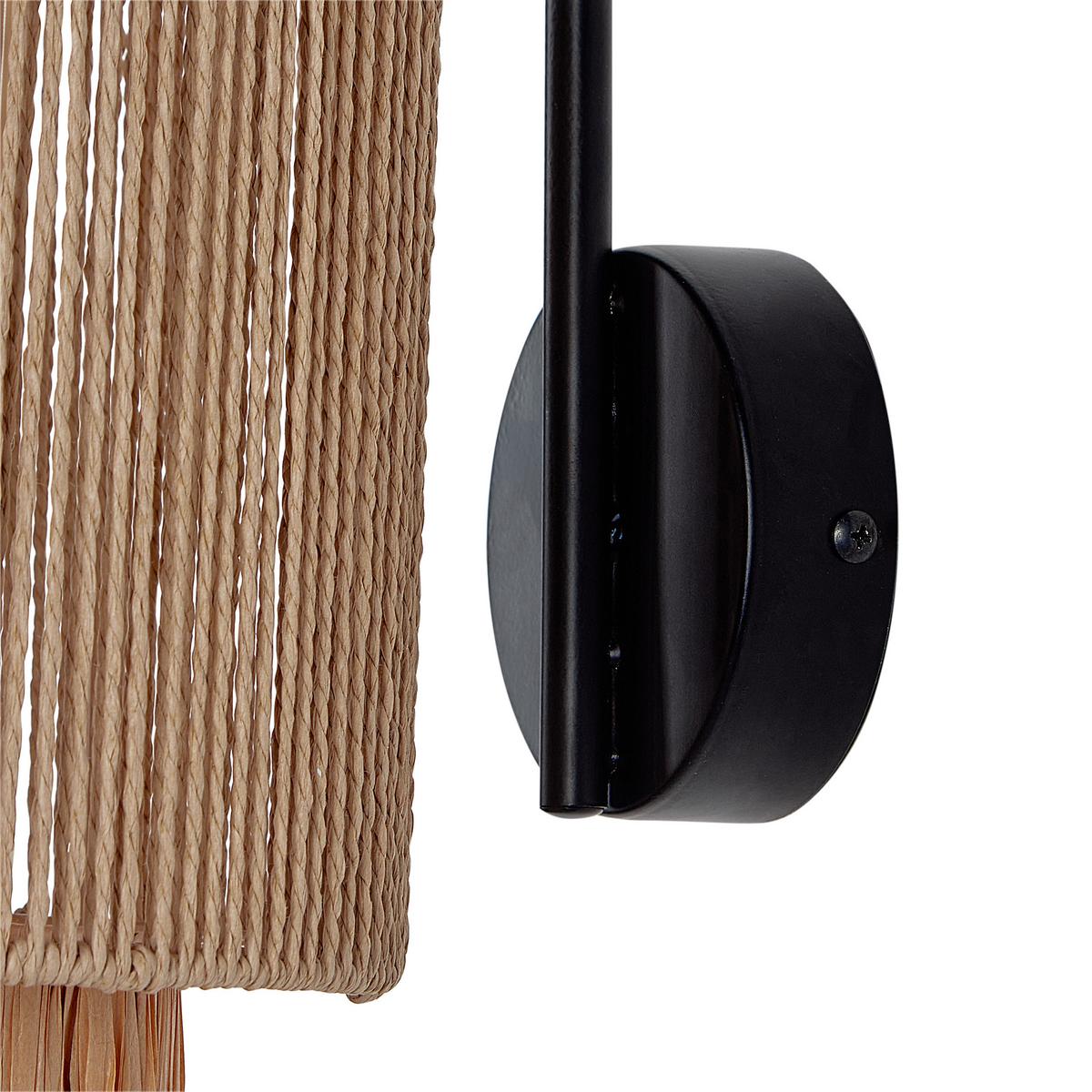 WANDLAMPE 2er Set Naturfarben/Schwarz Jamma - Schwarz/Naturfarben, Naturmaterialien (30/36/24cm) - Beliani