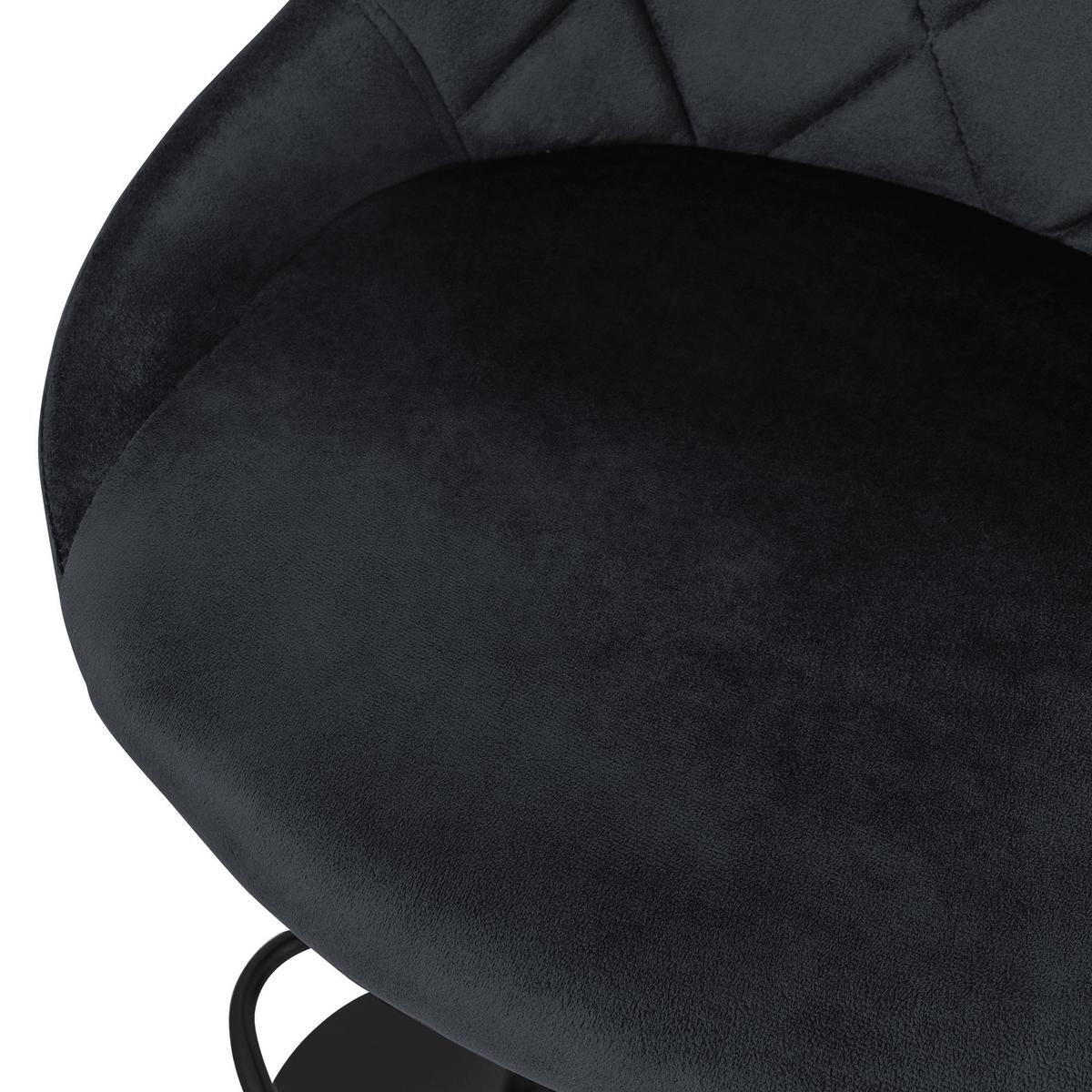 BARHOCKER 2er Set aus Samt Schwarz höhenverstellbar/drehbar - Schwarz, Metall (37/106/47cm) - ML-DESIGN