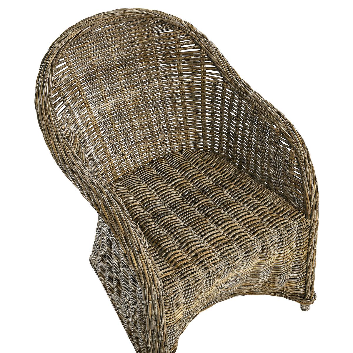 GARTENSESSEL Rattan natürlich Auflagen cremeweiß Susua - Beige/Naturfarben, Naturmaterialien (54/87/67cm) - Beliani