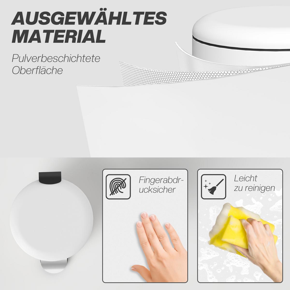 MÜLLEIMER 20L - Creme, Metall (30/44.5/36cm) - HOMCOM