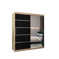 SCHWEBETÜRENSCHRANK 200/180/62 2-türig - Silberfarben/Schwarz, Holz/Kunststoff (180/200/62cm) - MÖBEL KRYSPOL