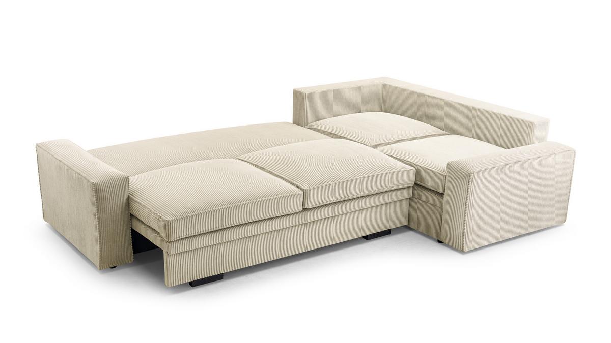 ECKSOFA L Form Treville Beige 296/196/94 cm – Rechts, mit Bettkasten und Schlaffunktion - Beige/Schwarz, Kunststoff/Textil (296/196cm) - AX Living