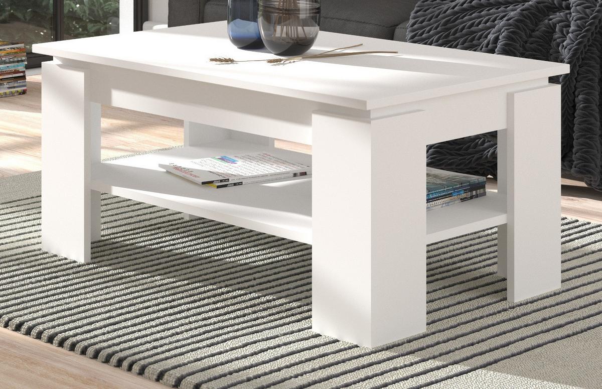 COUCHTISCH weiß matt 100 x 60 cm, Wohnzimmertisch mit Ablage - Weiß/Eiche Artisan, Holzwerkstoff/Metall (100/60/45cm) - Inn.Furn