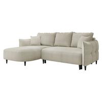 ECKSOFA Sycylia, Seite: Links - Schwarz/Naturfarben, Holz/Textil (244/165cm) - MIRJAN24