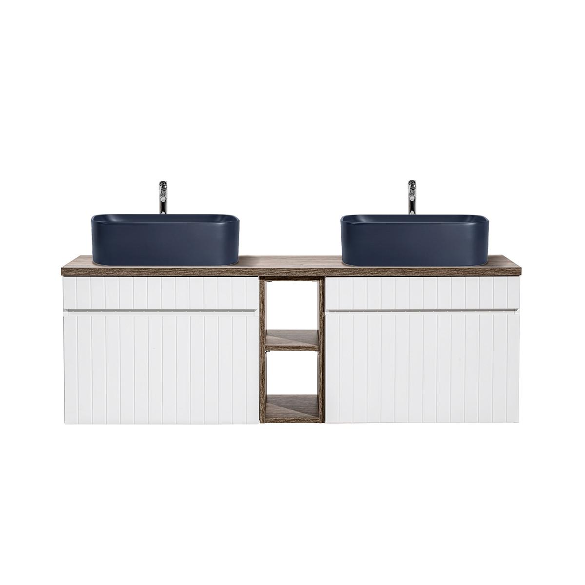 BADMÖBEL 140cm Zelie 2er-Set Weiß - Weiß, Holzwerkstoff (140/48/46cm) - Petits-meubles
