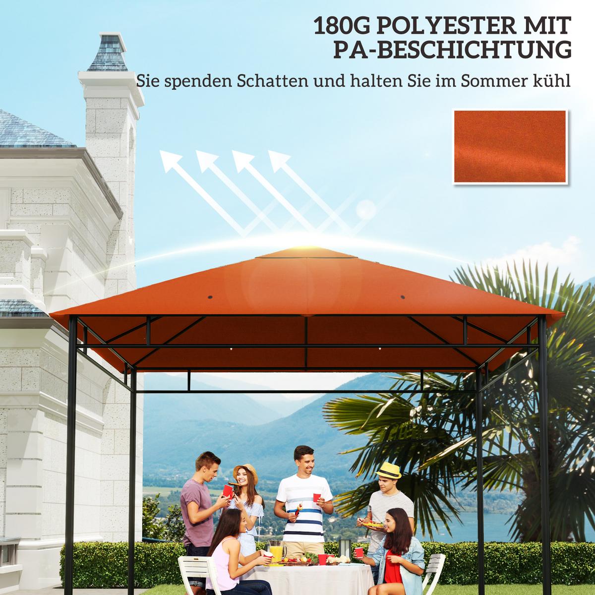 PAVILLONDACH, Sonnenschutz, Orange - Orange, Kunststoff (298/1/298cm) - Outsunny