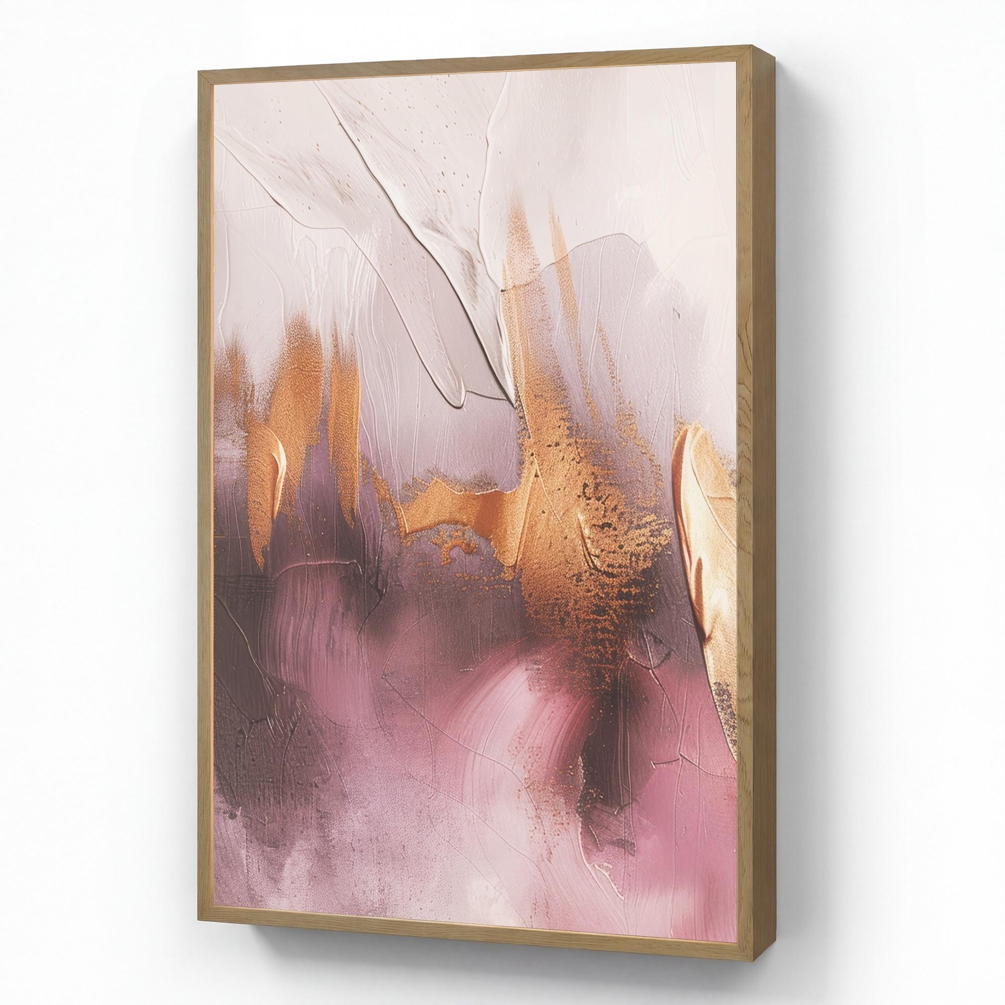 WANDLEUCHTE MIT AKKU Lila - Abstrakt - Farbe - Gold 70x100 cm - Mauve, Holzwerkstoff (70/100/8cm) - OnlyWow