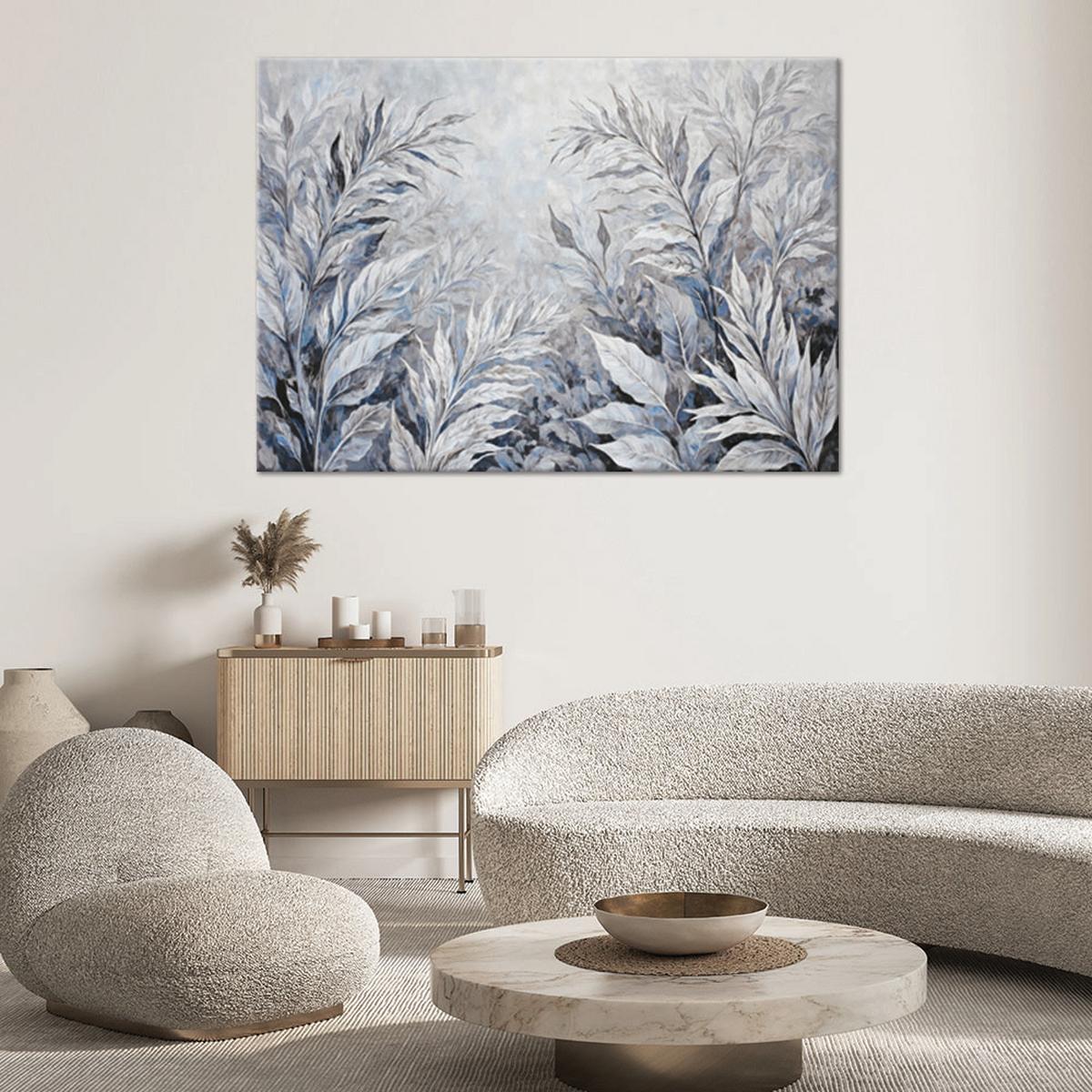 WANDBILD blätter abstrakte botanische - Silberfarben, Textil (60/40cm) - Feeby