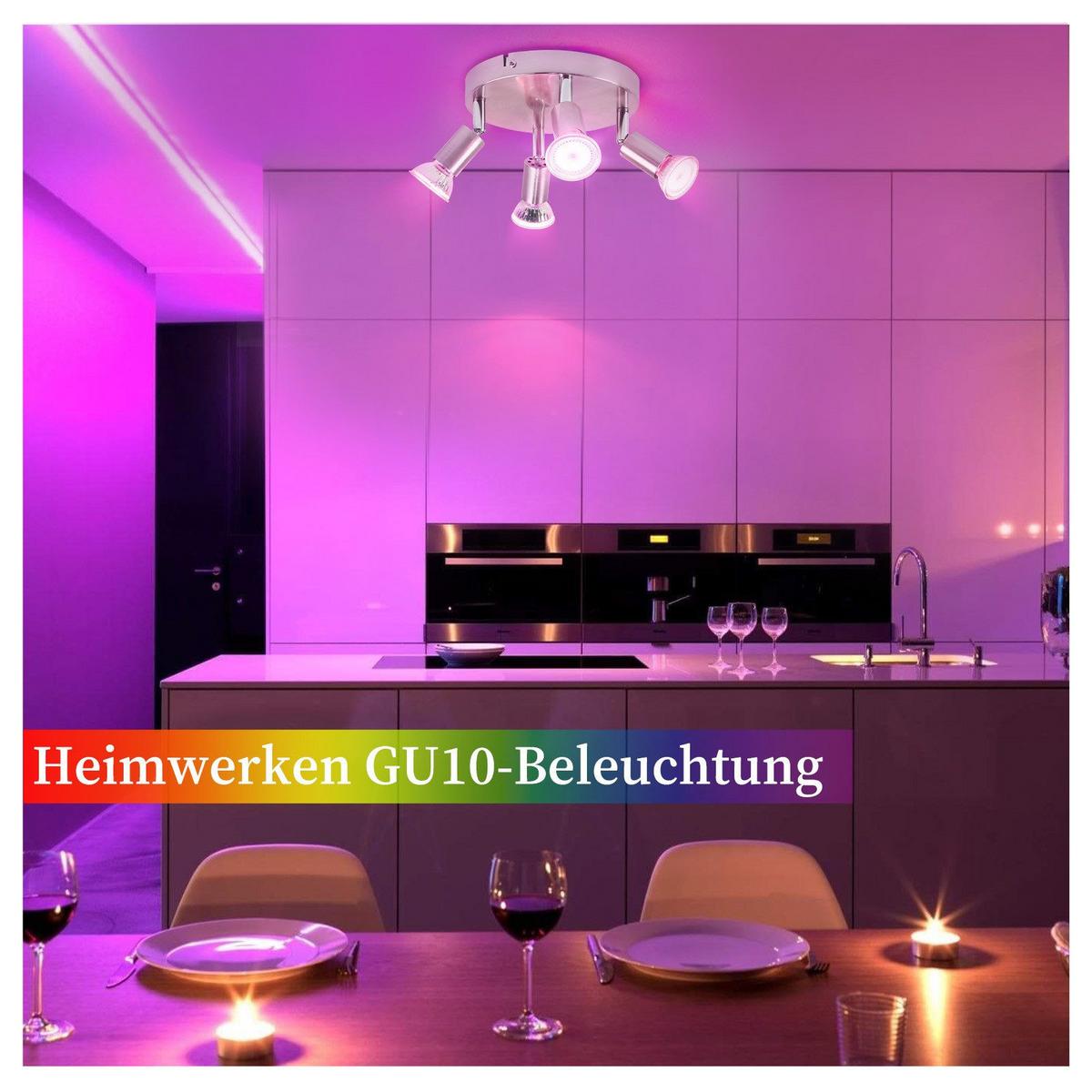 DECKENSTRAHLER Birtha 4-flammig 18/18/11 cm - Silberfarben, Metall (18/18/11cm) - Nettlife