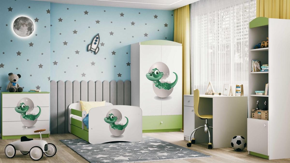 KINDERKLEIDERSCHRANK Kleiner Dino - Grün, Holzwerkstoff (90/175/52cm) - RAUMHIRSCH FURNITURE