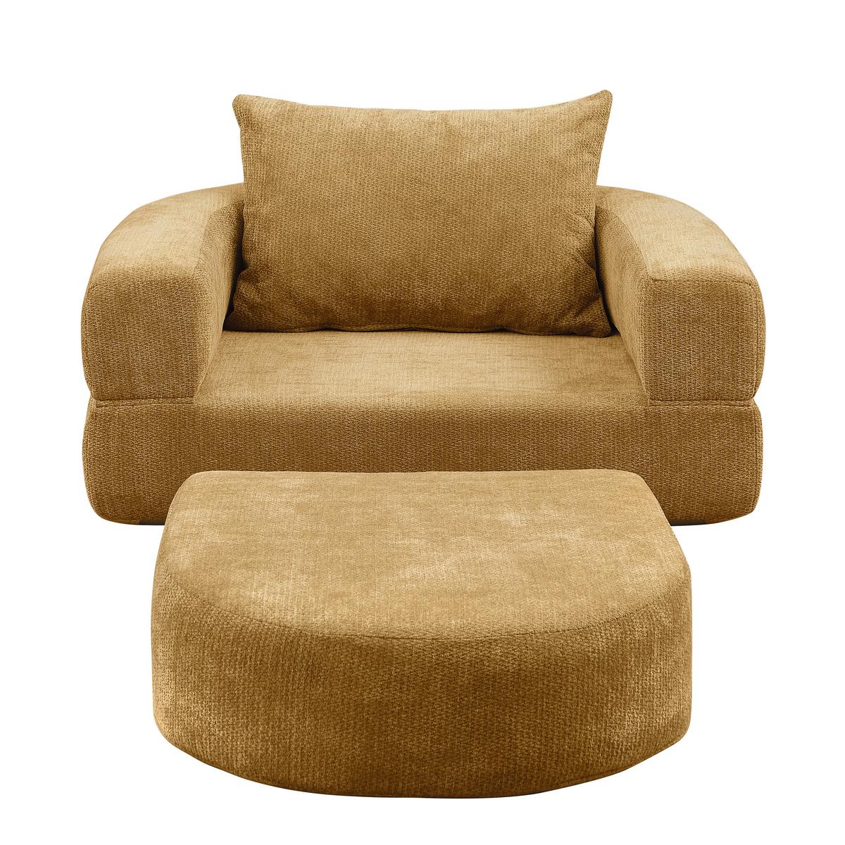 SCHLAFSESSEL in Chenille-Optik - Taupe, Textil (100/42/90cm) - Urban Meuble