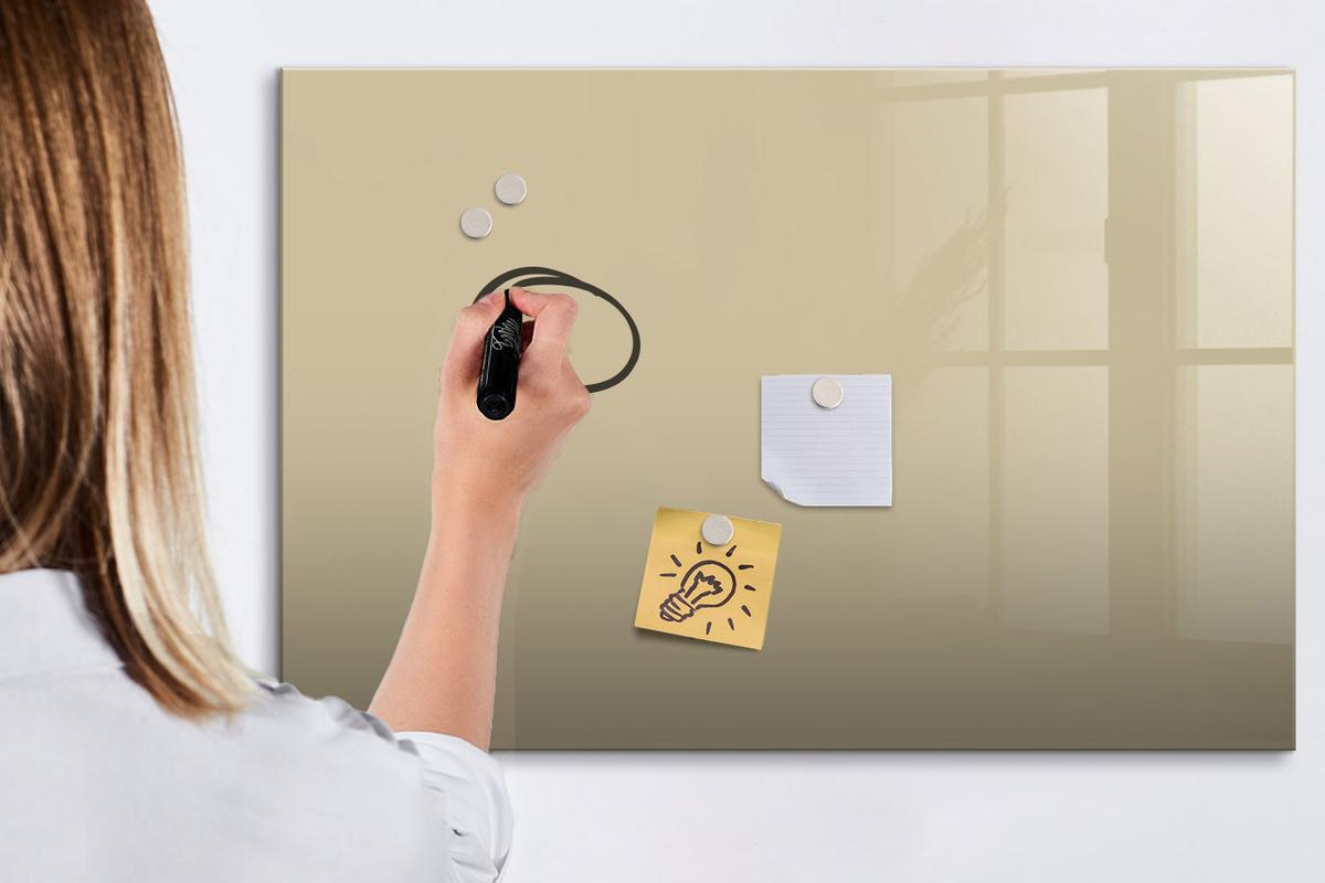 MAGNETTAFEL 90x60 Beige schwarzer Marker - Sandfarben, Glas (90/0.4/60cm) - TULUP