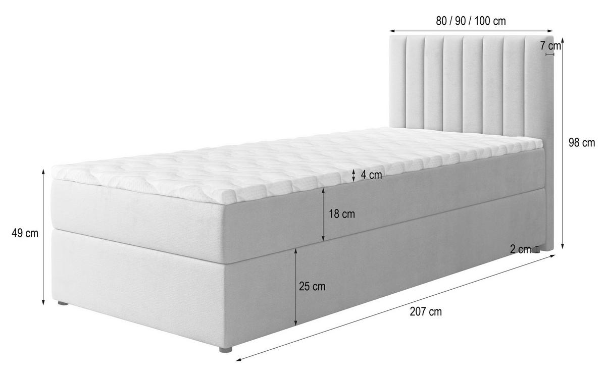 BOXBETT BRESEL 80 80x200 cm mit Matratze und Topper, H2+H3 - Gelb - Gelb, Holz (80/200cm) - MASSENO