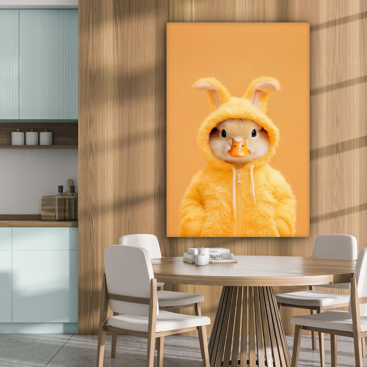 LEINWANDBILD Osterhase - Kostüm - Ente Deko XXL 80x120 cm - Gelb, Textil (80/120cm) - MuchoWow