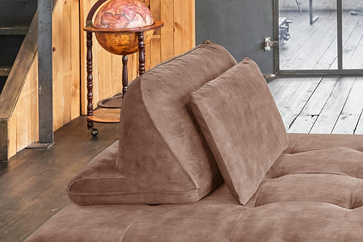 MODULSOFA MIT HOCKER WIOLO Taupe Velvet - Taupe/Silberfarben, Textil/Metall (350/80/350cm) - KAWOLA