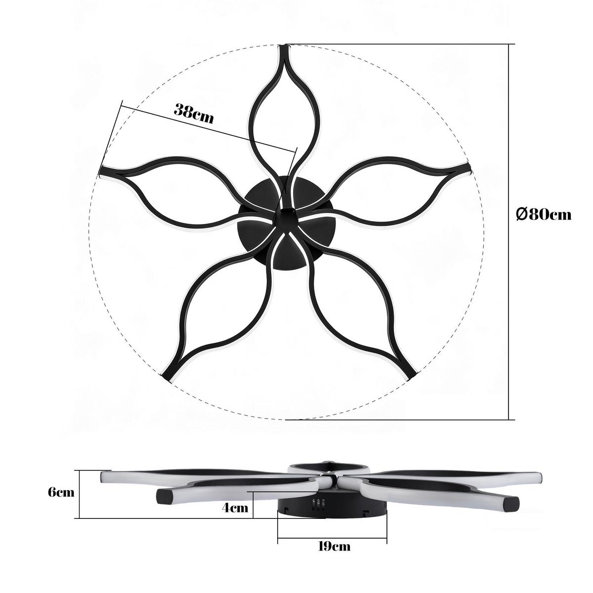 LED DECKENLEUCHTE Gelwynne 80/38/6 cm - Schwarz, Metall (80/38/6cm) - ZMH