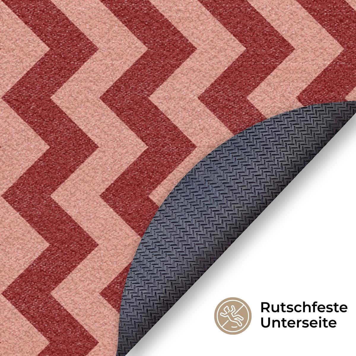 FUSSMATTE Zickzack - Streifen - Muster - Rot Schmutzfänger 120x120 cm - Bordeaux, Kunststoff (120/0.4cm) - MuchoWow