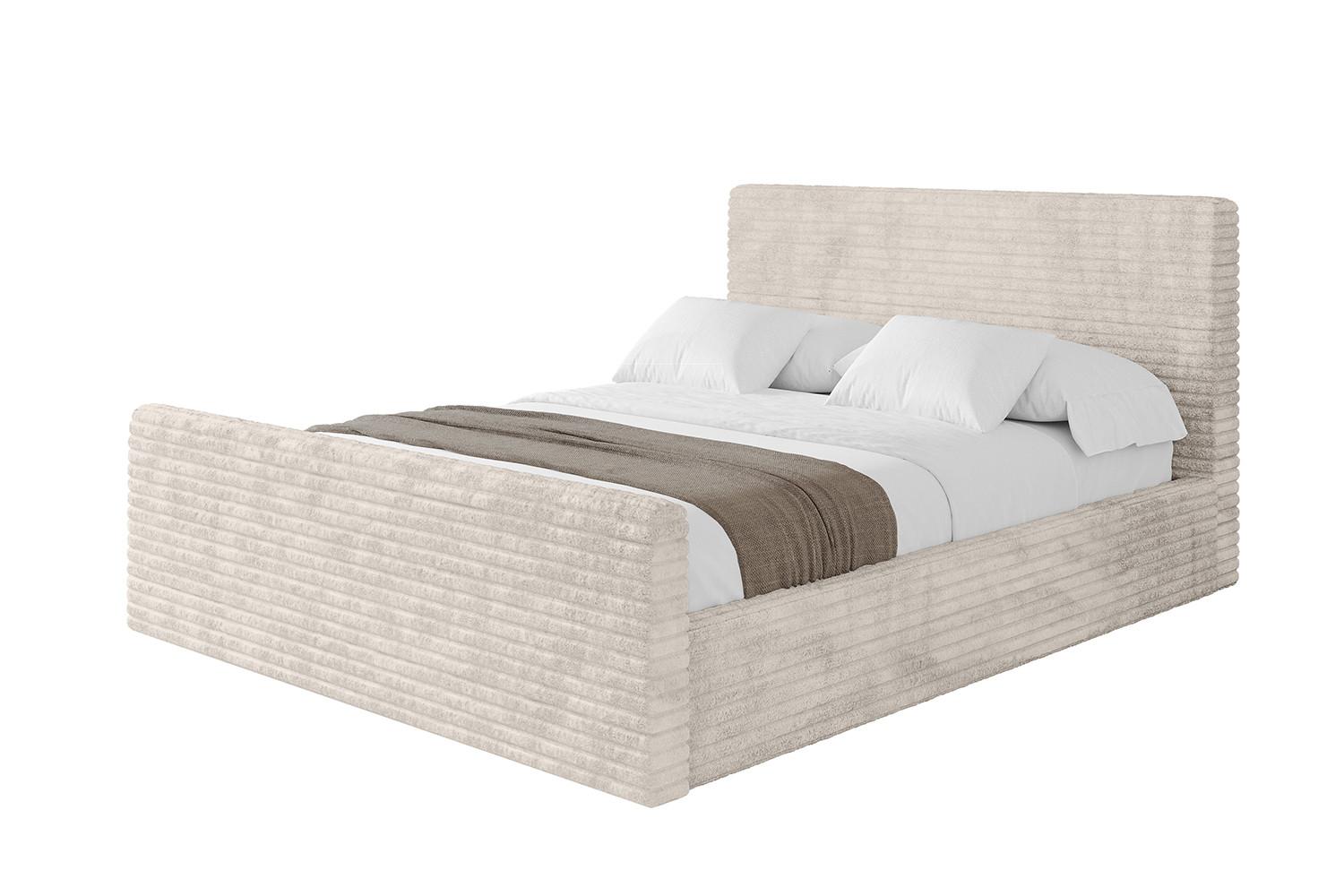 POLSTERBETT mit Bettkasten, Fußteil und Lattenrost, Boxbett ohne Matratze - ALOVA-Z 120x200 Creme - Creme, Holzwerkstoff/Textil (120/200cm) - ALTDECOR
