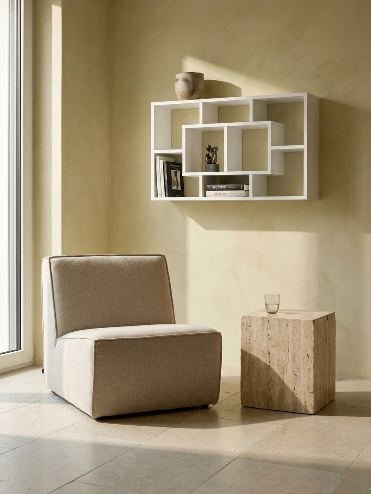 WANDREGAL RUR MDF Melaminbeschichtet Modern, Weiß 85x16x48 cm - Weiß, Holz (85/48/16cm) - KADIMA DESIGN