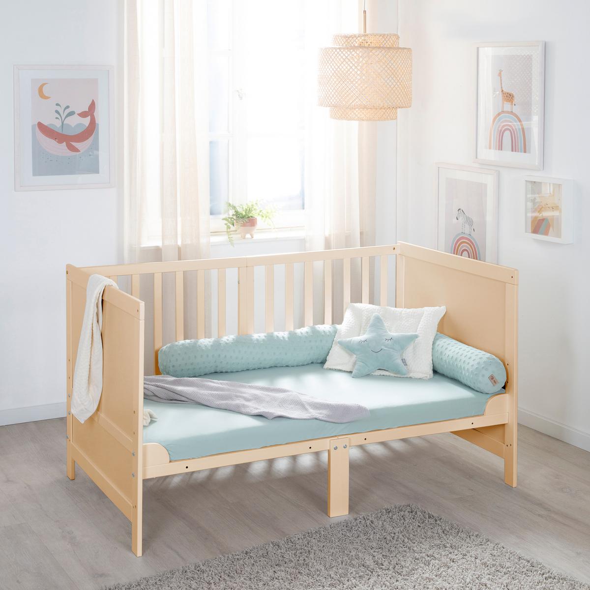 BABYBETT mit Matratze Easy Sleep 70 x 140 cm - Naturfarben, Holzwerkstoff/Textil (70/140cm) - Roba