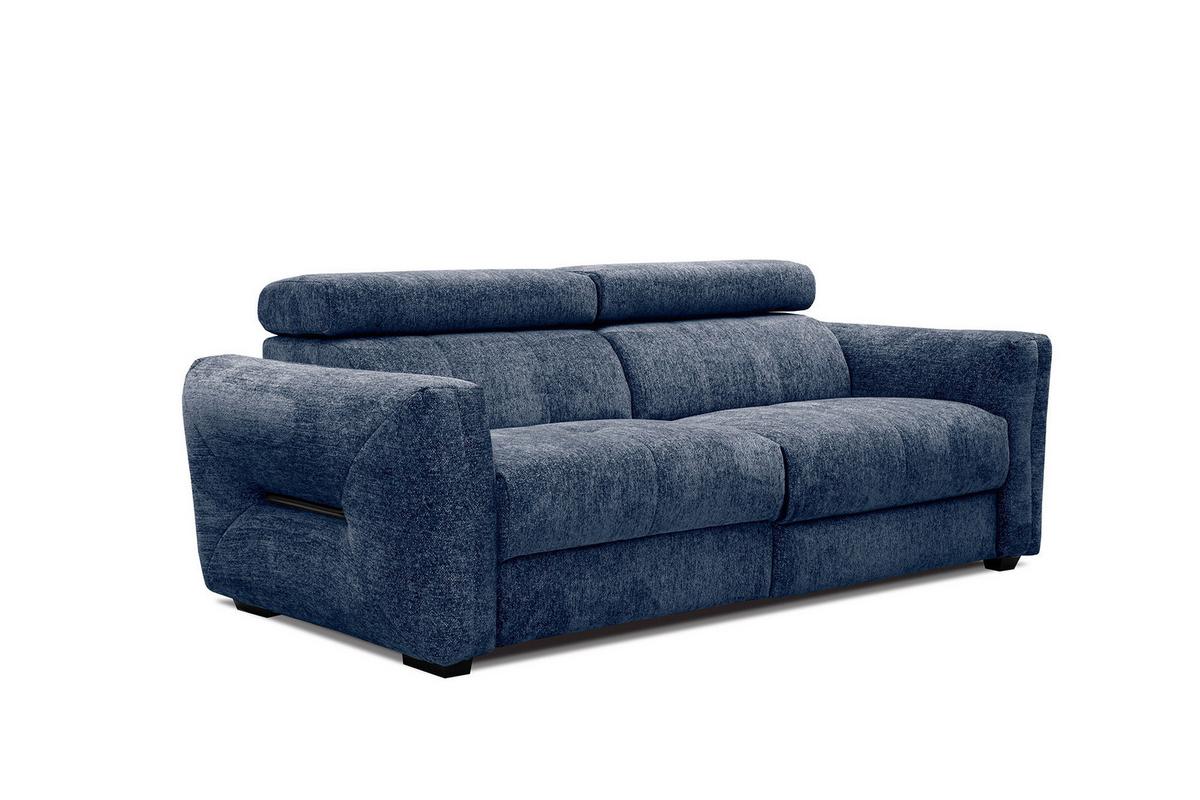 SOFA CALVERA 3-Sitzer mit 1 Relaxfunktion, dunkelblau - Dunkelblau, Holzwerkstoff/Textil (204/79/106cm) - Wozimo