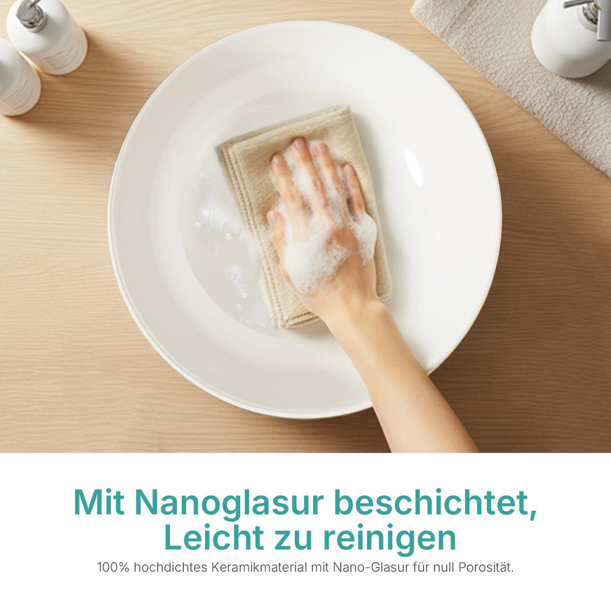 WASCHBECKEN Aufsatz Keramik Weiß Glänzend Ø41,5 / 15,5 cm - Weiß, Keramik (41/15/41cm) - EMKE