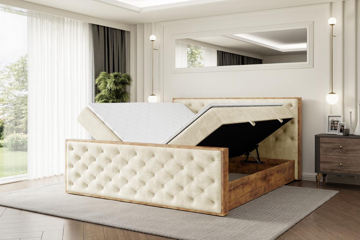 BOXBETT mit Matratze H3 und Lattenrost - LOLLI3-Z - 140x200 - Beige Monolith - Beige, Holzwerkstoff (140/200cm) - ALTDECOR