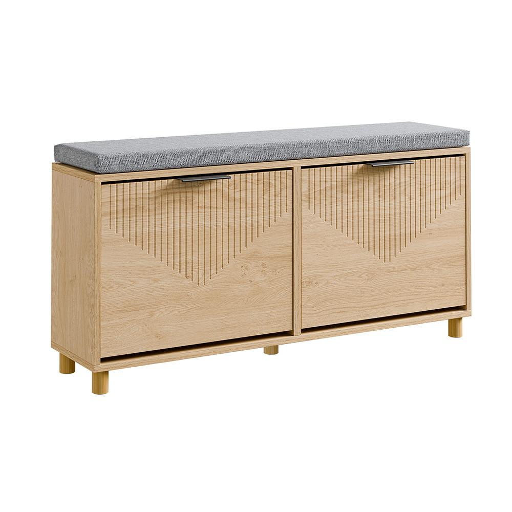 SCHUHBANK mit 2 Türen 100x24x50cm Modern - Eichefarben, Fell (24/50/100cm) - SoBuy