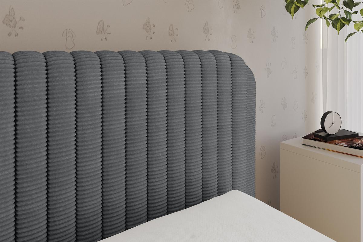 EINZELLBETT Jugendbett mit Bettkasten und Matratze H3/H4, Links - AURY 90x200 Dunkelgrau - Graphitfarben, Holzwerkstoff/Textil (90/200cm) - ALTDECOR